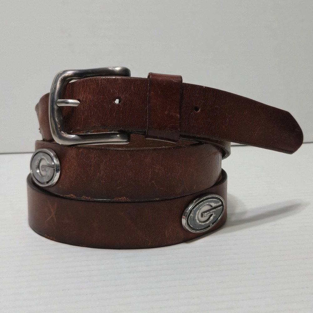 UGA University Of Georgia Bulldogs Genuine Leather Concho Belt Brown Size 46